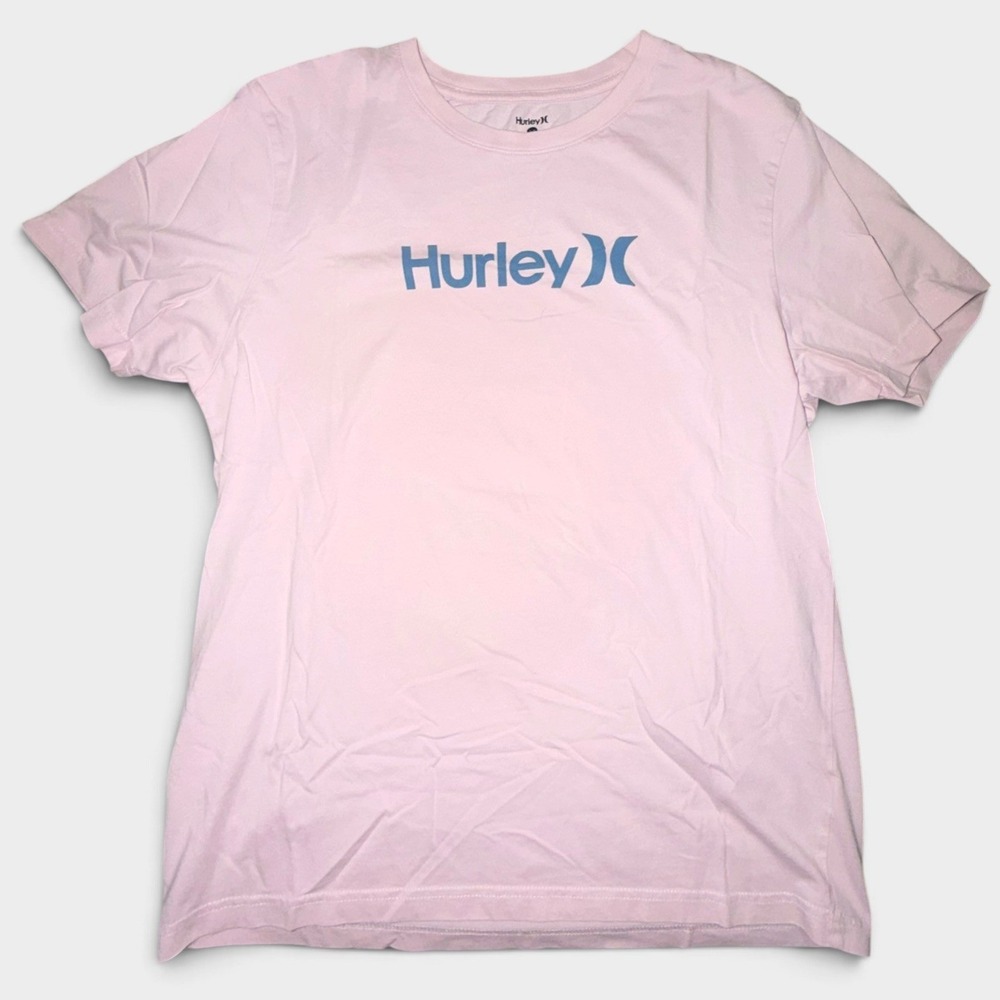 Hurley Women's Short Sleeve Graphic Logo T-Shirt Light Pink Size Large